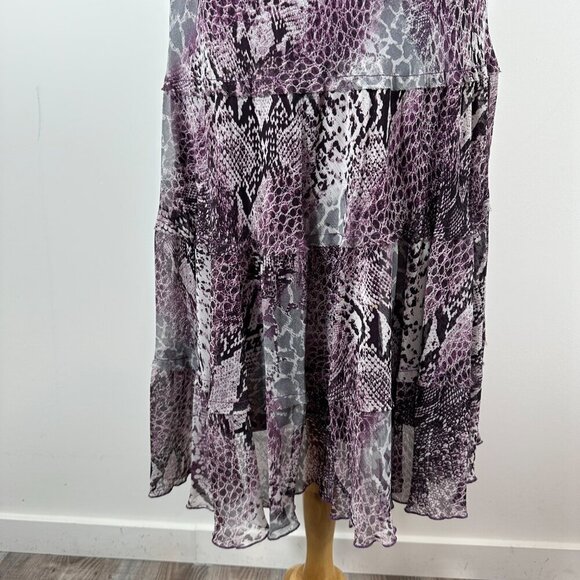 VTG Jessica Howard Purple Midi Dress Sz 10 Animal Print V Neck Sleeveless Fairy - Picture 6 of 14